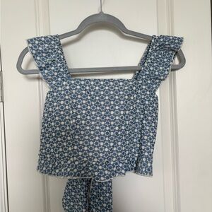 Blue Floral Sleeveless Top